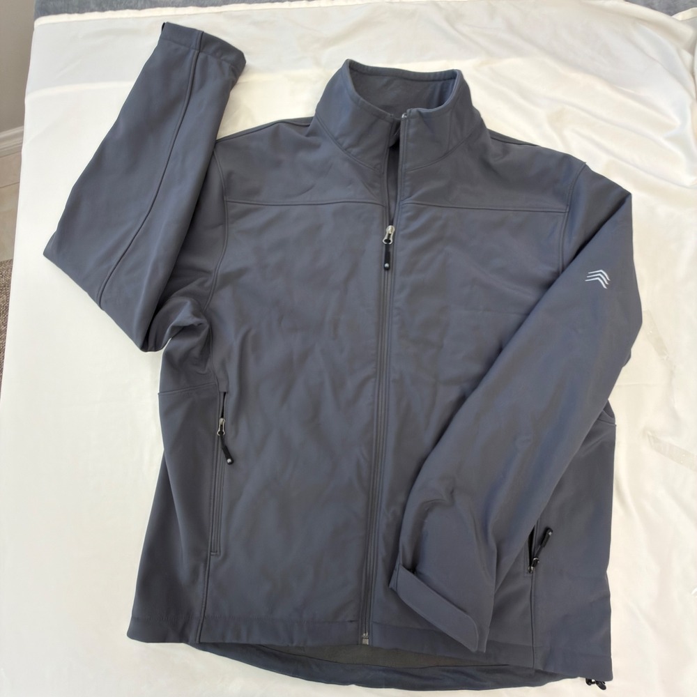 Solaris Mens Full Zip Softshell Jacket Gray Fleece Lined Outdoor Large